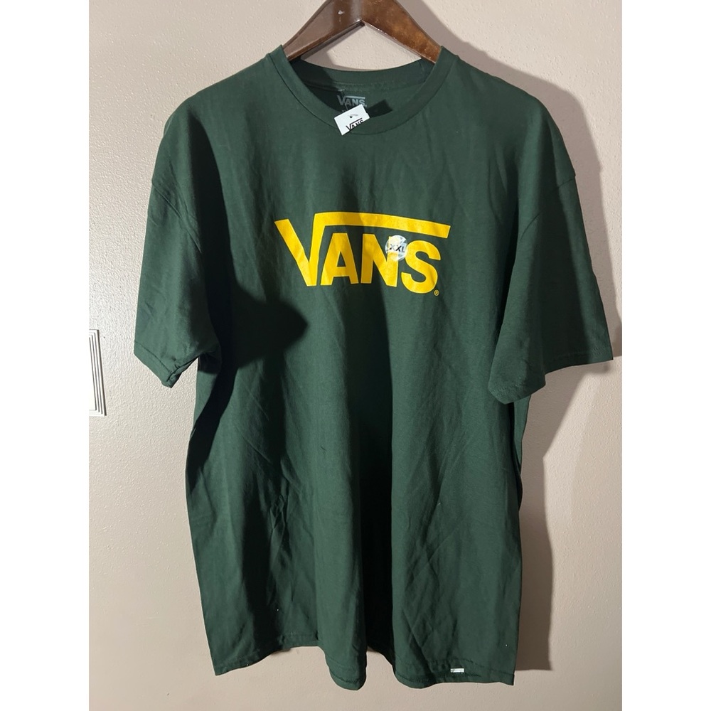 Vans Men's Dark Green Tee with Yellow Logo - Picture 1 of 3